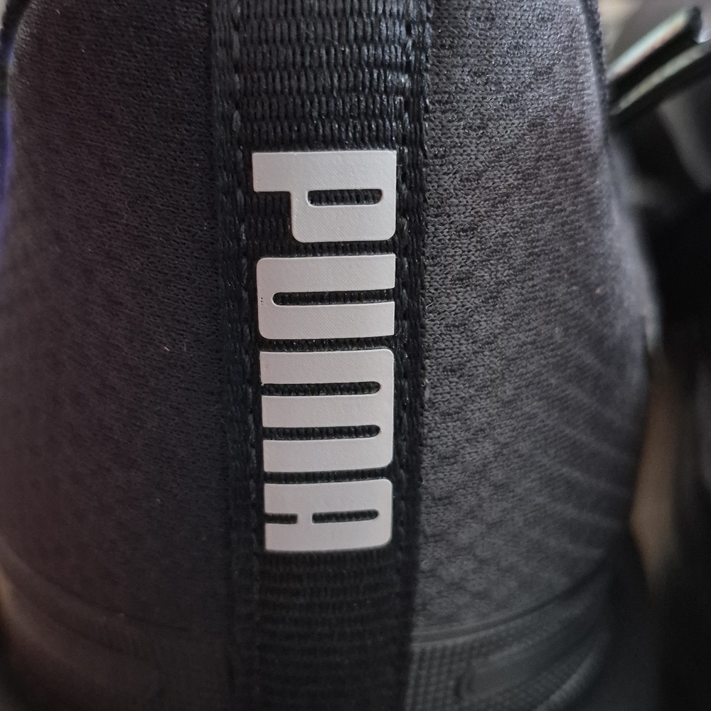 Men's Puma Black Mesh Sneakers with Purple Heel Accent - Picture 7 of 11